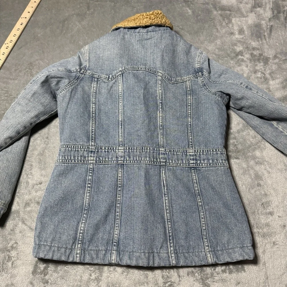 VTG Y2K Limited Too Womens‎ Denim Faux Fur Collared Jacket Size S 18.5x23 Indie